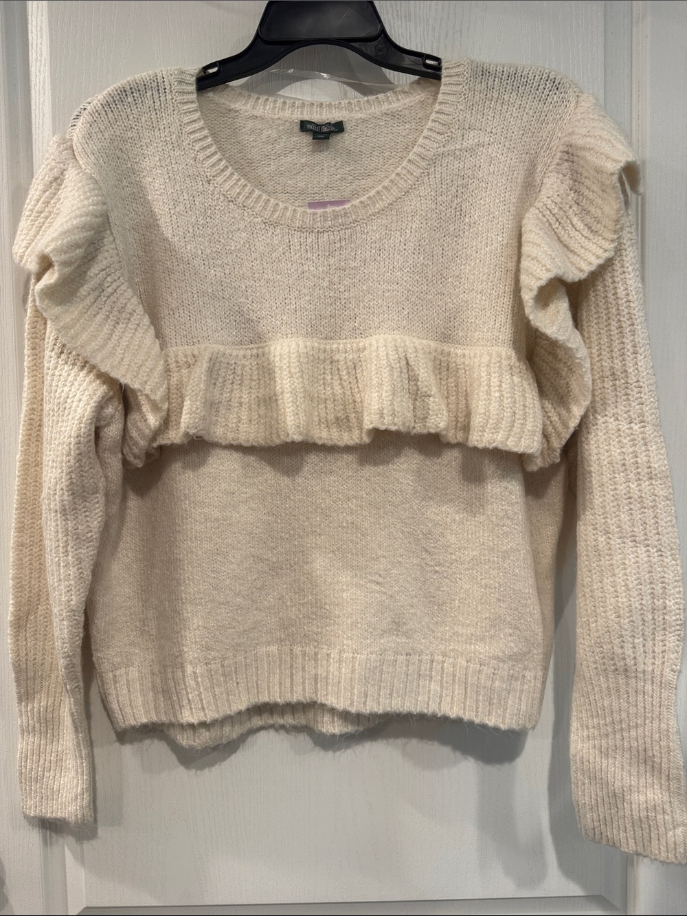 Wild Fable Xxl Women’s Cream Knit Sweater With Ruffles